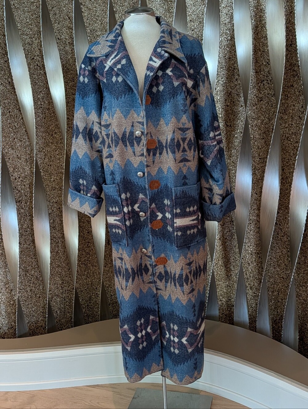 vintage TASHA POLIZZI blanket coat western M - Picture 4 of 13